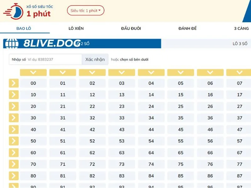 Người chơi có thể chọn theo lô về nhiều nháy