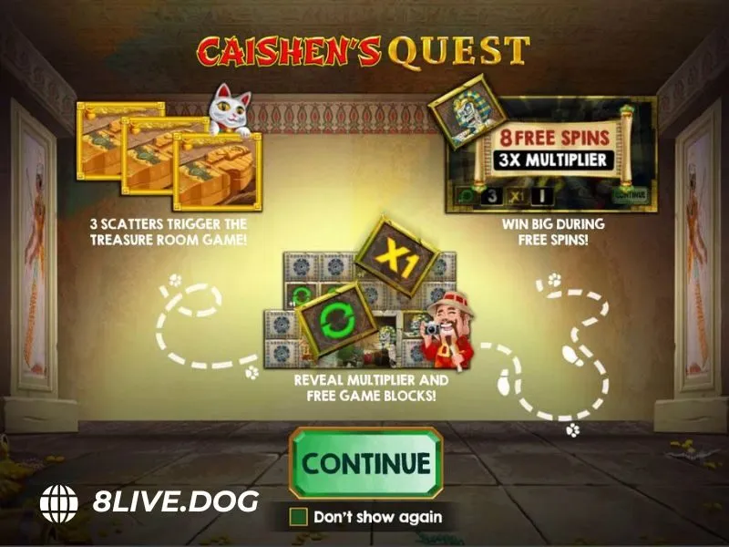 Caishen’S Quest 8live gồm tổng 5 hàng và 6 cuộn